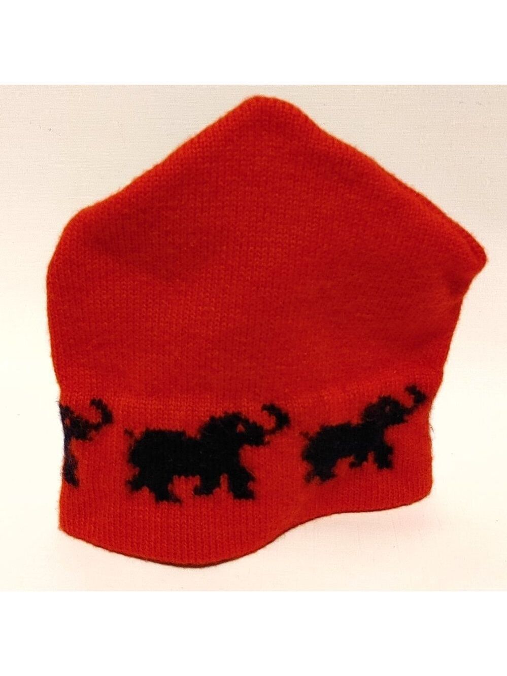 VINTAGE Wool Ski Hat Elephant Chain Toque Pure Wool